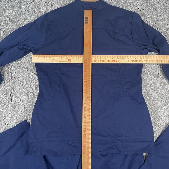 Purple Label Healing Hands Scrub Set Women’s Small Navy Blue Long Sleeve Nurse - Picture 7 of 7